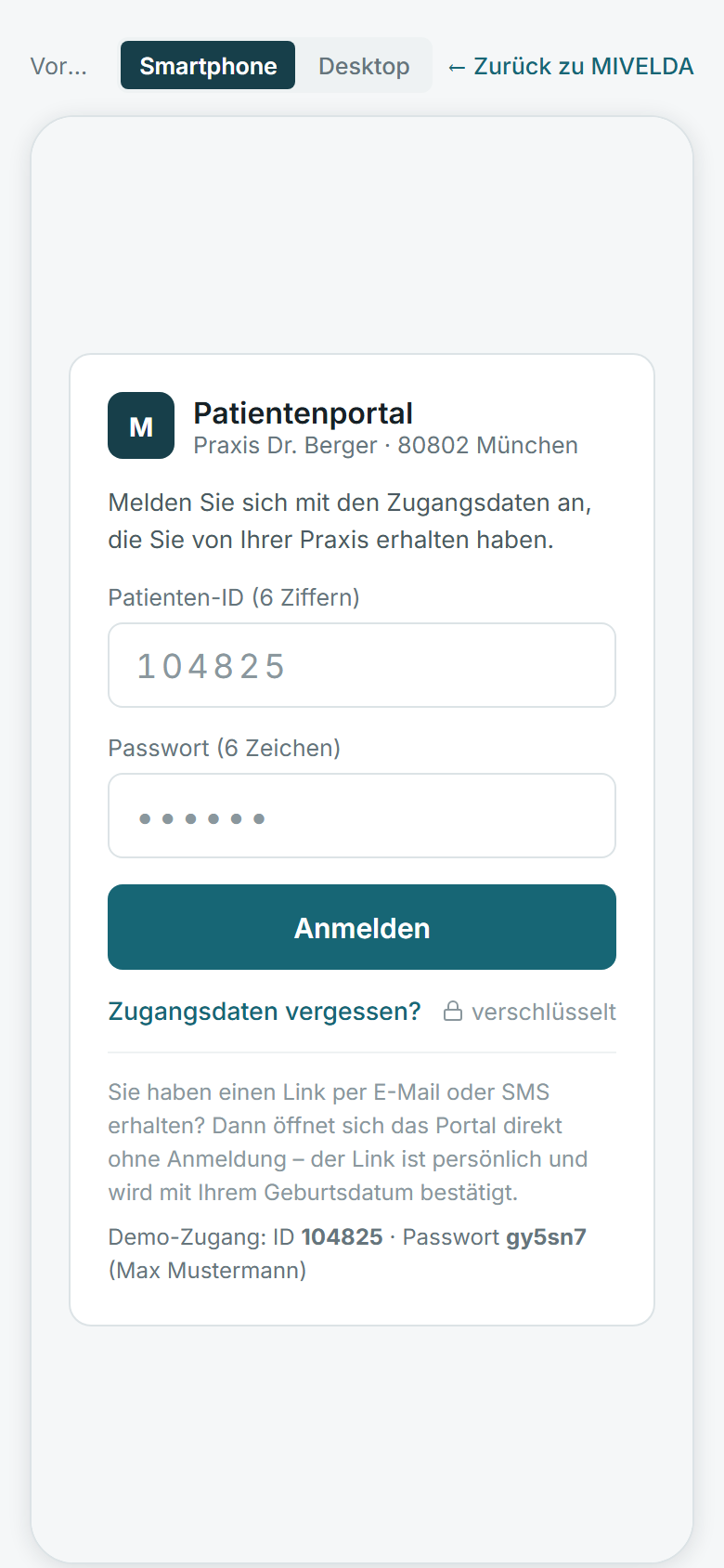 Patientenportal auf dem Smartphone mit Terminen, Dokumenten und Rechnungen